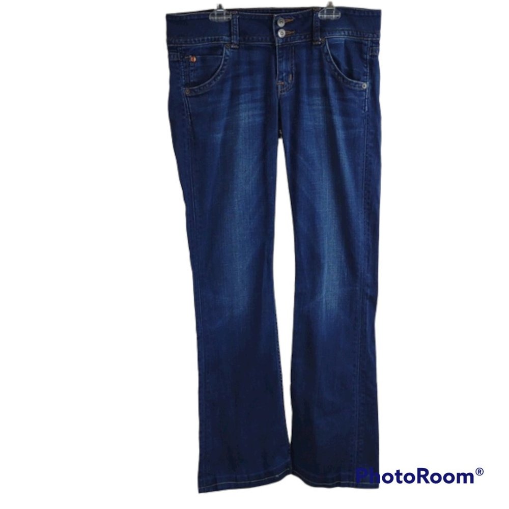 Hudson Signature Bootcut Midrise Stretch Flap Pocket Two Button Zip Blue Jeans
